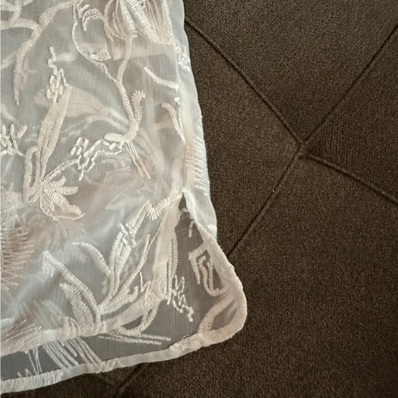 Dana Buchman Off White Sheer Button-Up Blouse - Picture 8 of 13